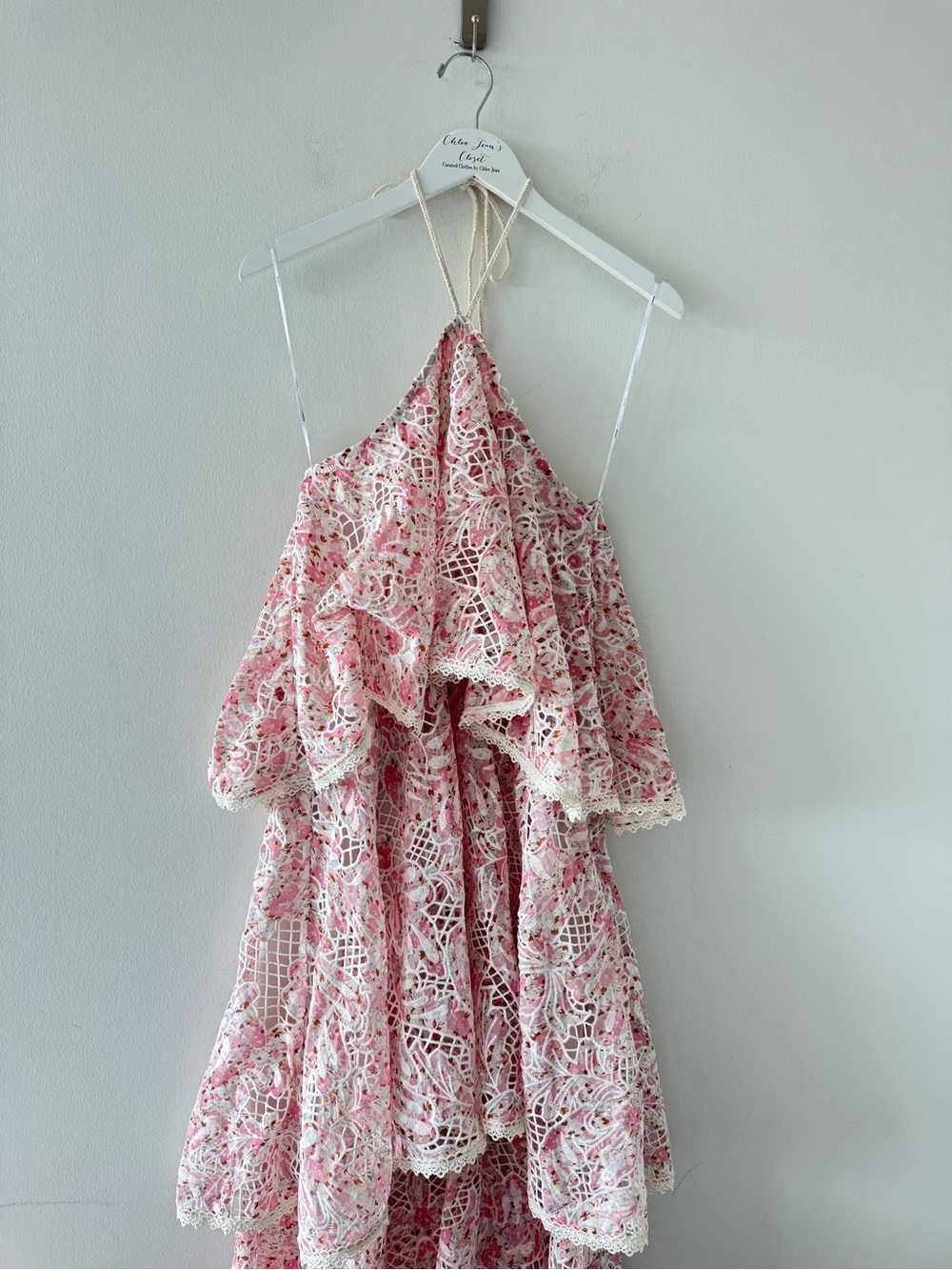 ELLIATT Valencia Tiered Halter Gown in Pink S - Picture 4 of 7